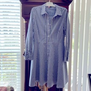 Blue and white check dress